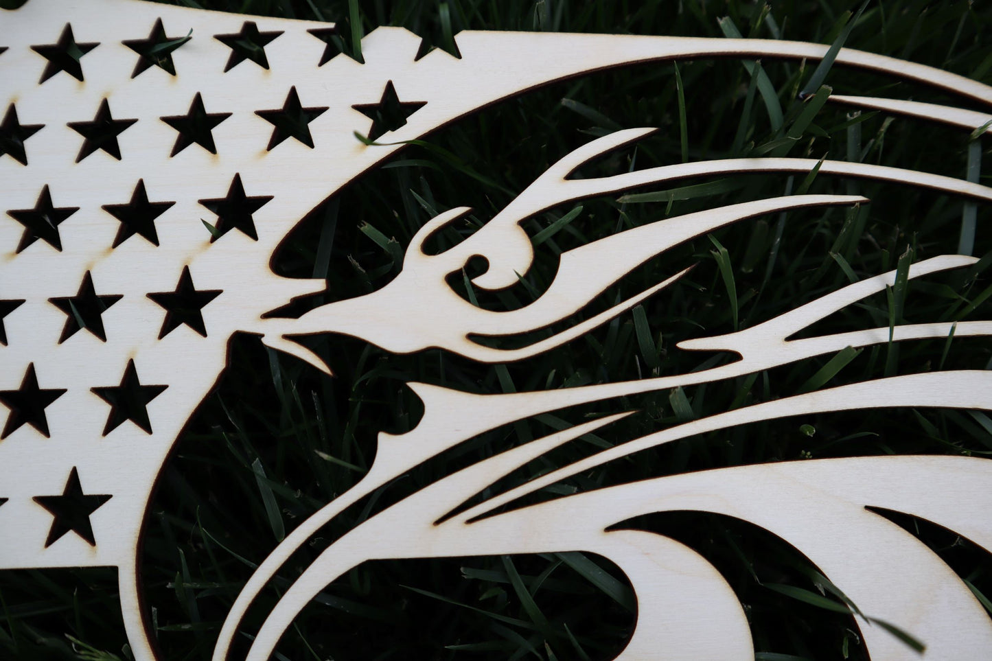 Eagle Intertwined with American Flag - Laser Engraved Wall Decor / Wall Art (4th of July Gift)
