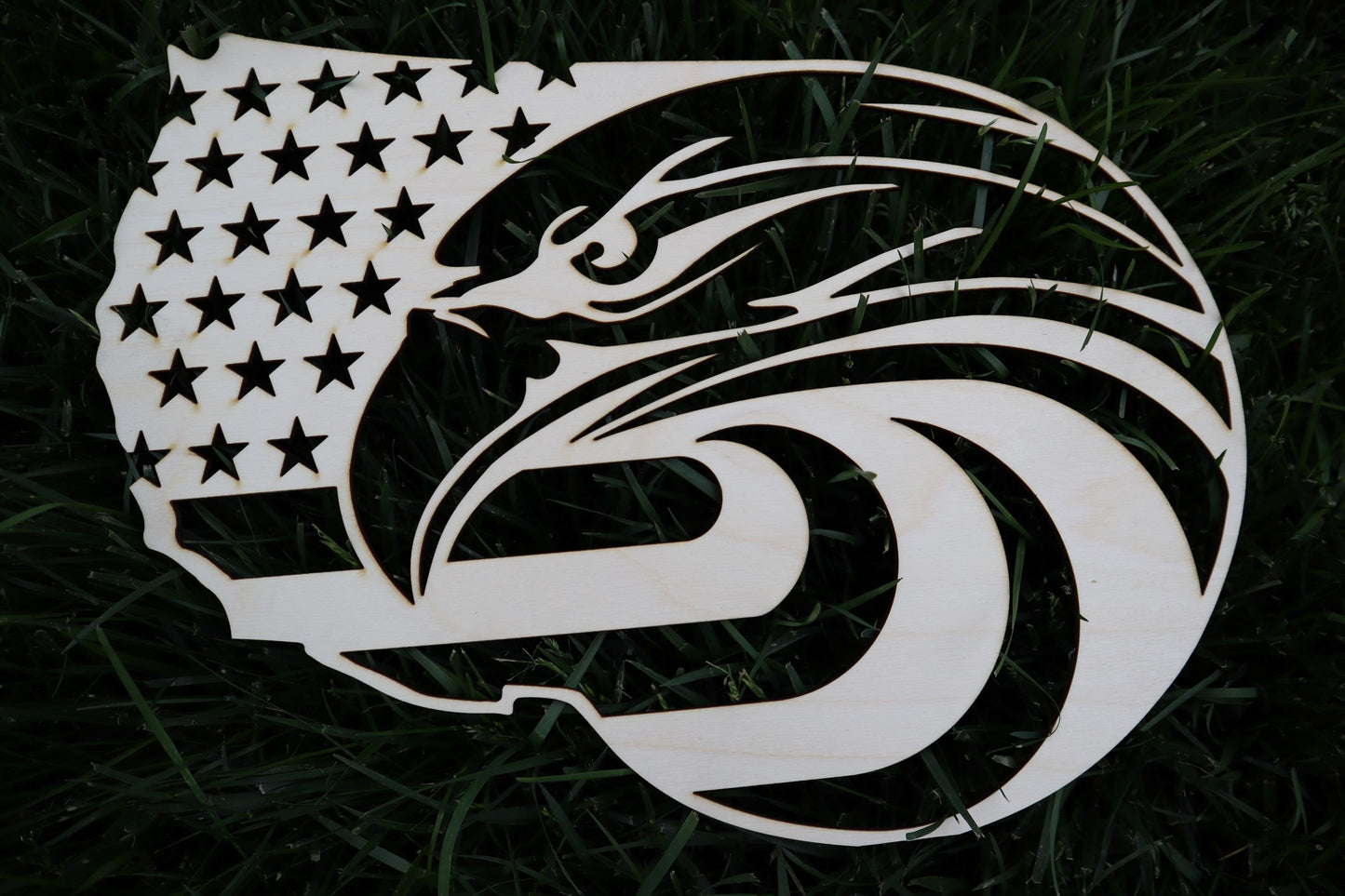 Eagle Intertwined with American Flag - Laser Engraved Wall Decor / Wall Art (4th of July Gift)