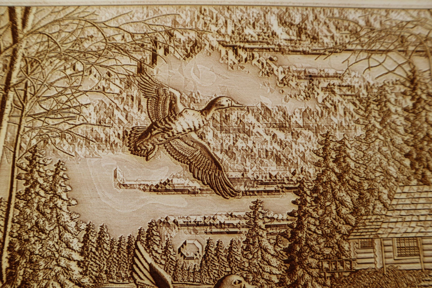 Ducks, Lake & Cabin - Laser Engraved Wall Art / Wall Decor (Great Gift for a Hunter)
