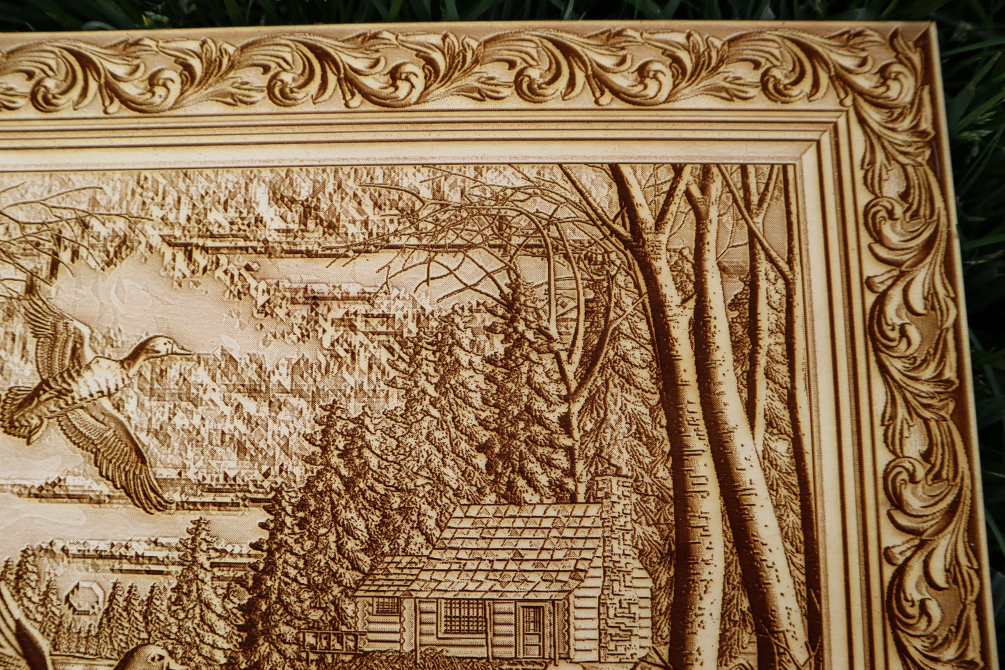 Ducks, Lake & Cabin - Laser Engraved Wall Art / Wall Decor (Great Gift for a Hunter)