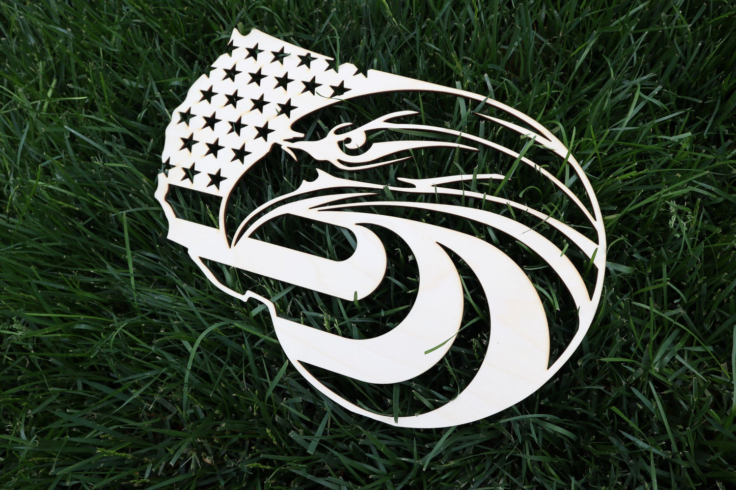 Eagle Intertwined with American Flag - Laser Engraved Wall Decor / Wall Art (4th of July Gift)