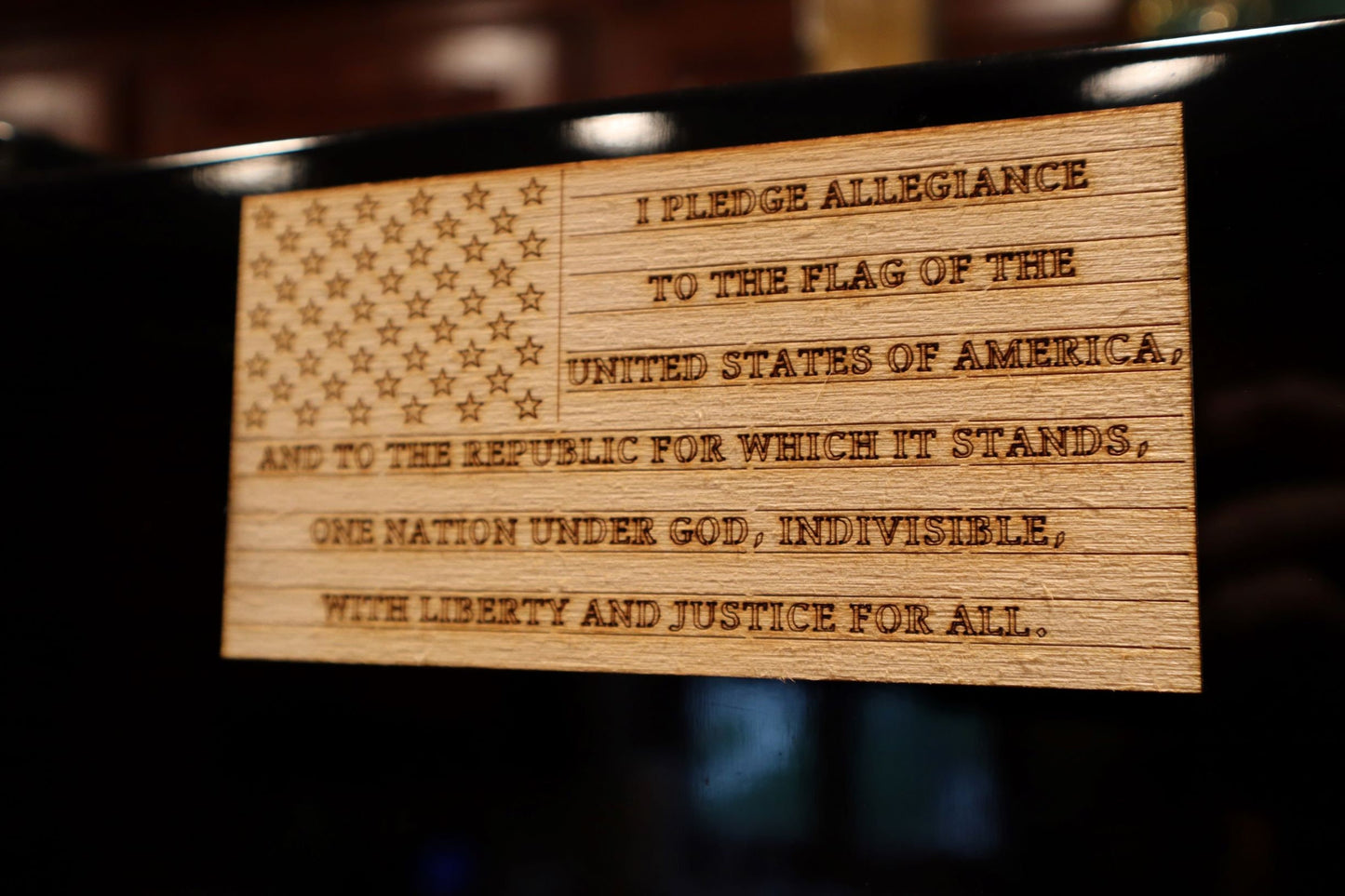 USA Pledge of Allegiance Refrigerator Magnet (Ships Free) - Laser Engraved Baltic Birch