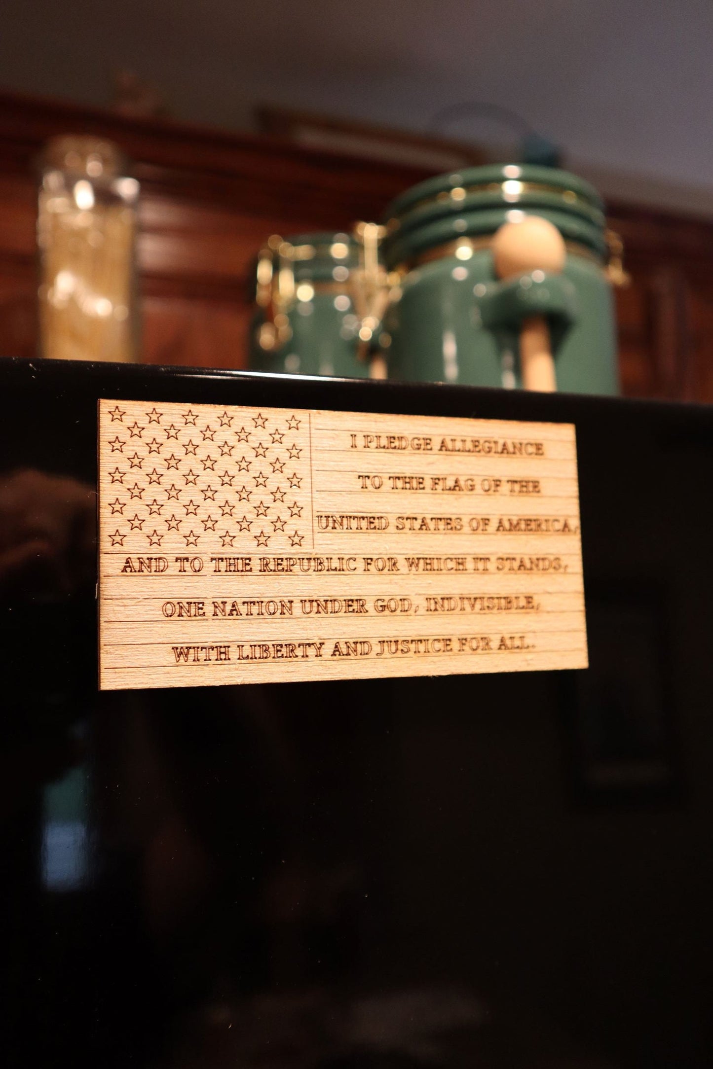 USA Pledge of Allegiance Refrigerator Magnet (Ships Free) - Laser Engraved Baltic Birch