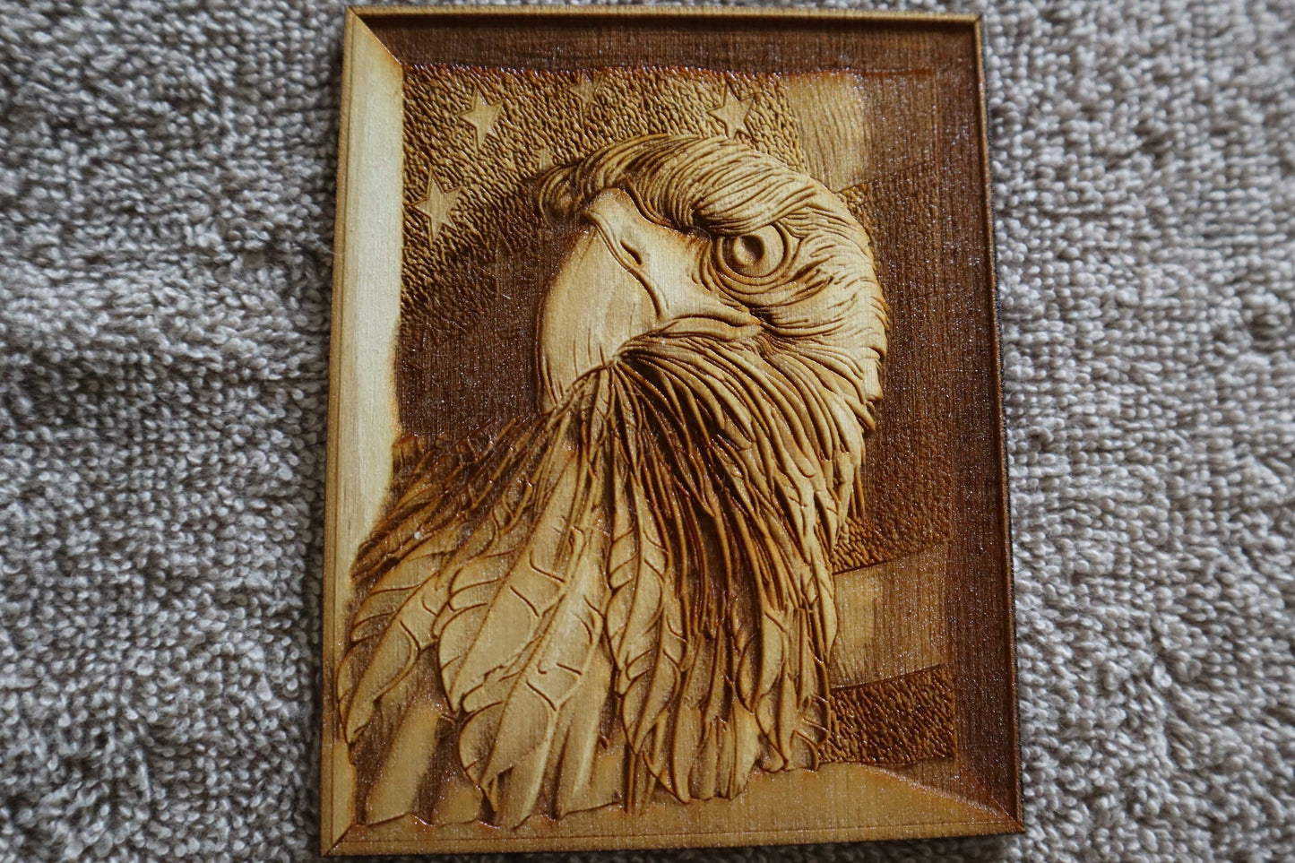 American Eagle in Frame - Refrigerator Magnet - Laser Engraved - High Grade Baltic Birch - Made in the USA