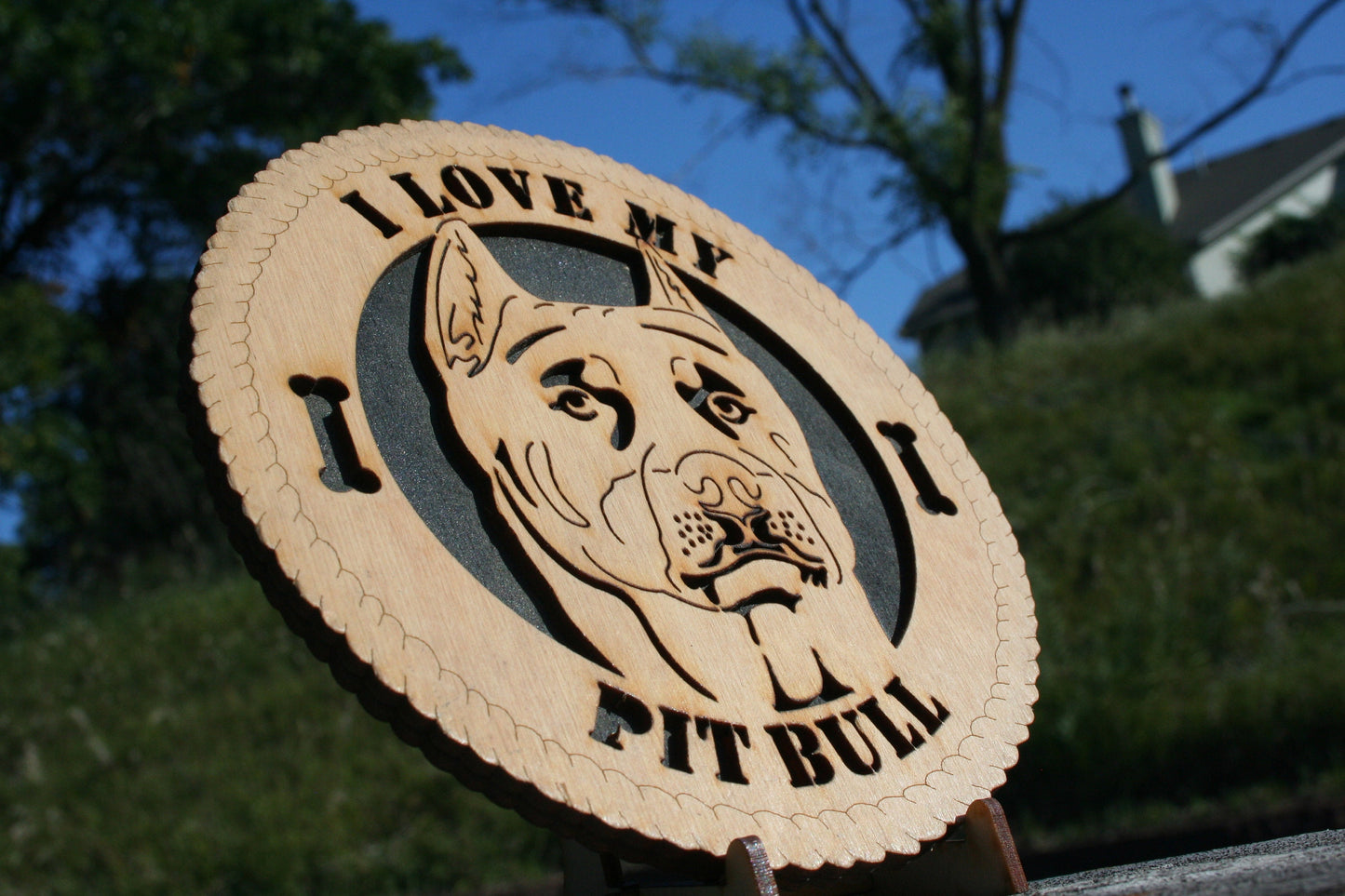 I Love My Pit Bull Dog Plaque, Pit Bull Dog, Pit Bull Dog Gift/Sign, Pit Bull Wall Art, Pit Bull Home Decor, Pit Bull Decoration