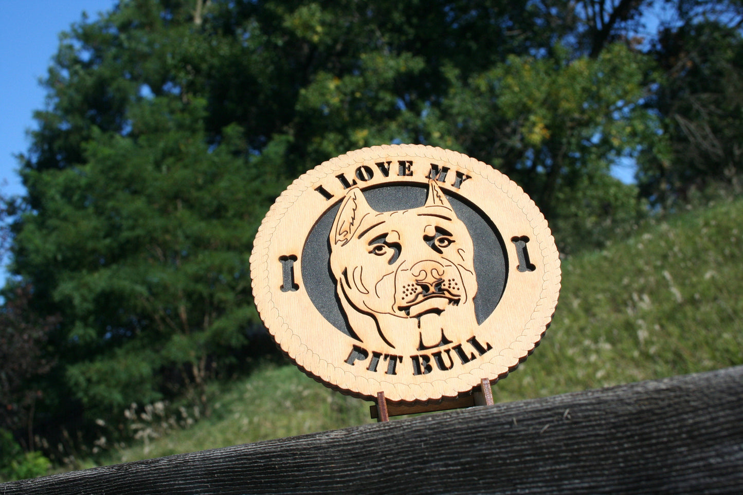 I Love My Pit Bull Dog Plaque, Pit Bull Dog, Pit Bull Dog Gift/Sign, Pit Bull Wall Art, Pit Bull Home Decor, Pit Bull Decoration