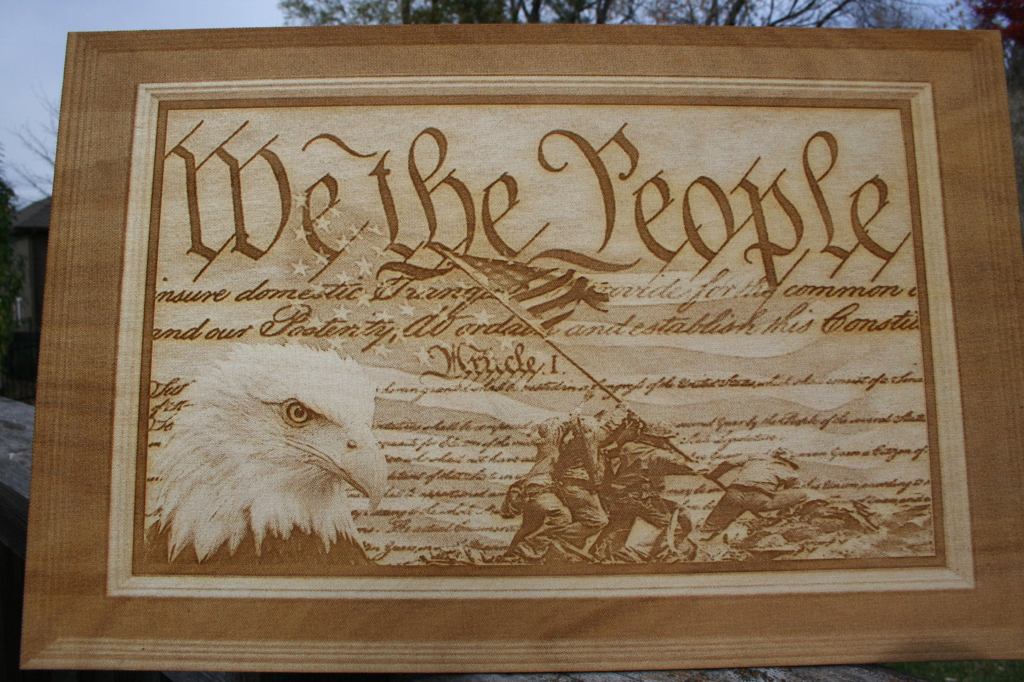 We The People with Eagle and Soldiers - Laser Wall Art - Patriotic Decor - Veteran Home Decor