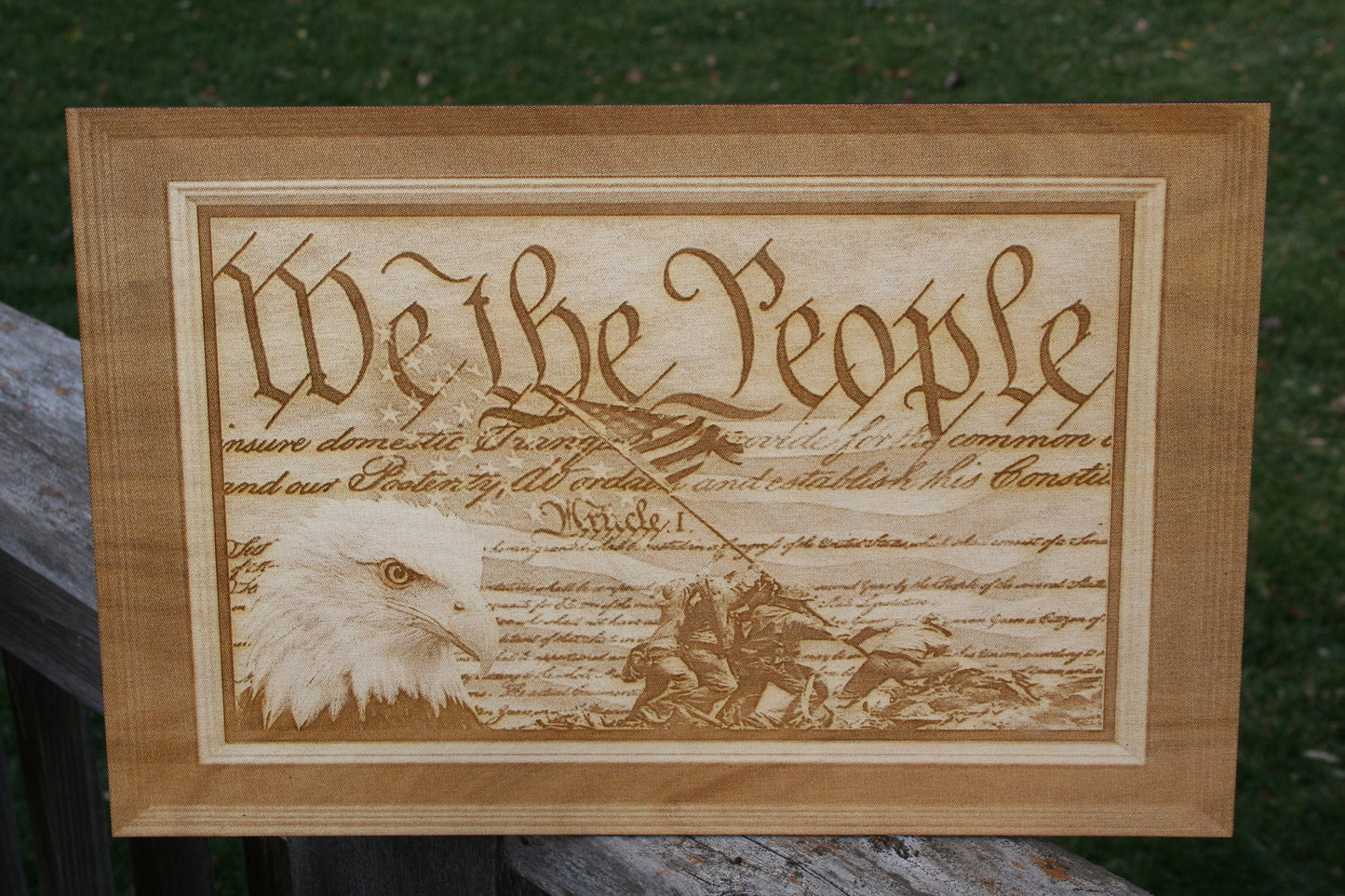 We The People with Eagle and Soldiers - Laser Wall Art - Patriotic Decor - Veteran Home Decor