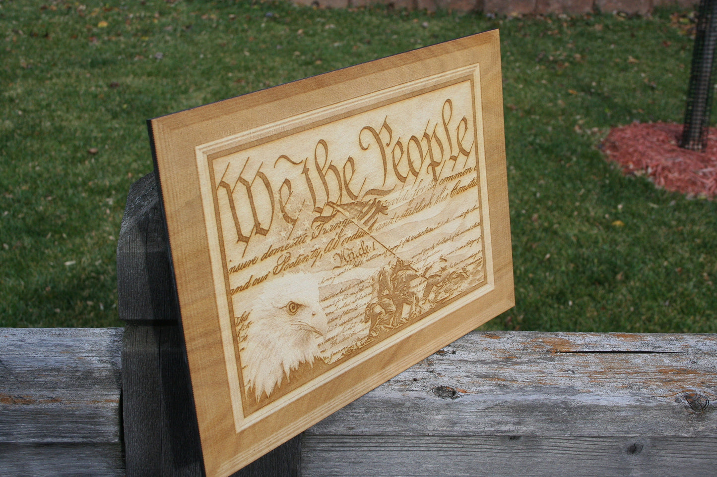 We The People with Eagle and Soldiers - Laser Wall Art - Patriotic Decor - Veteran Home Decor