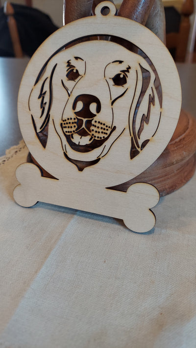 Golden Retriever Ornament Customizable Name and Resizable