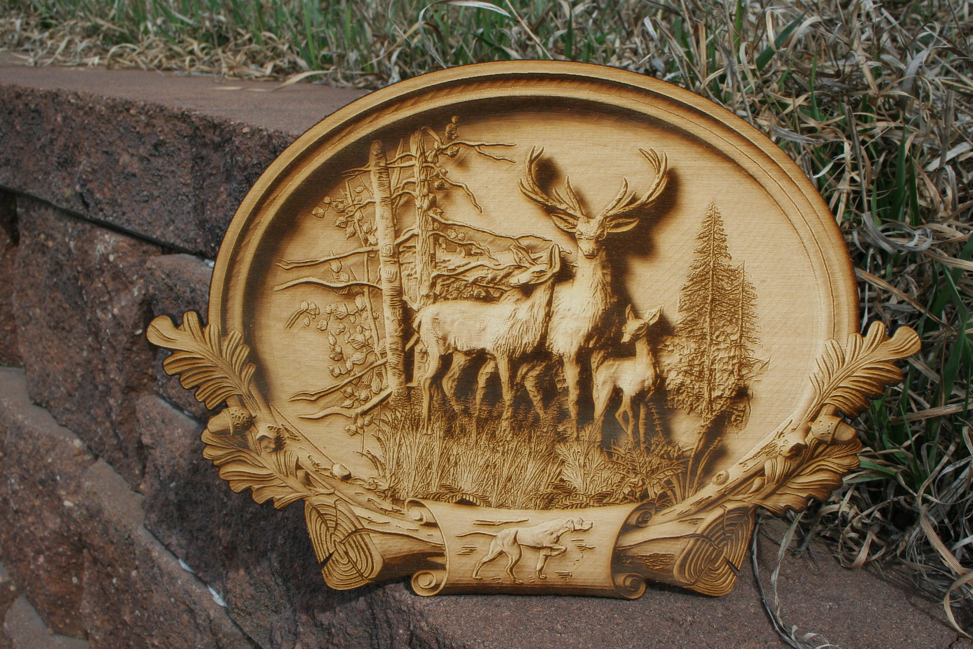 Deer Family - Laser Engraved Wall Art / Wall Decoration