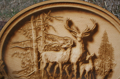 Deer Family - Laser Engraved Wall Art / Wall Decoration - 23 Skidoo Laser Gifts