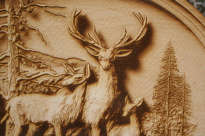 Deer Family - Laser Engraved Wall Art / Wall Decoration - 23 Skidoo Laser Gifts