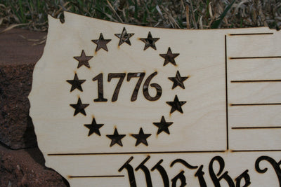 1776 Betsy Ross American Flag Laser Engraved Wall Art - 23 Skidoo Laser Gifts