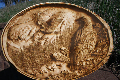 The Eagle and the Mountains - Laser Engraved Wall Decoration / Wall Art - 23 Skidoo Laser Gifts