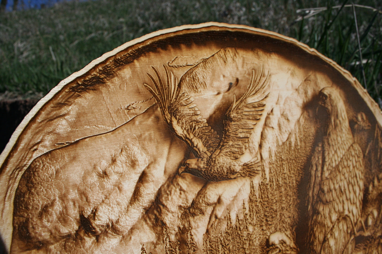 The Eagle and the Mountains - Laser Engraved Wall Decoration / Wall Art - 23 Skidoo Laser Gifts