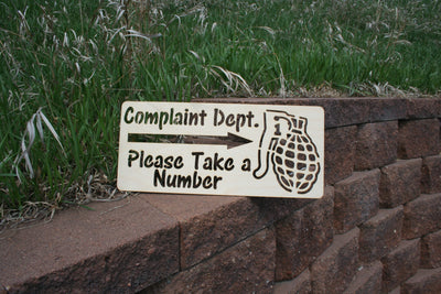Complaint Department - Take a Number - Funny Wall Decor / Wall Art - 23 Skidoo Laser Gifts