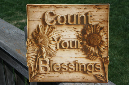 Count Your Blessings! - Laser Engraved Wall Decor / Wall Art - 23 Skidoo Laser Gifts