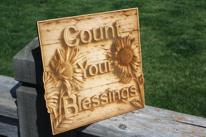 Count Your Blessings! - Laser Engraved Wall Decor / Wall Art - 23 Skidoo Laser Gifts