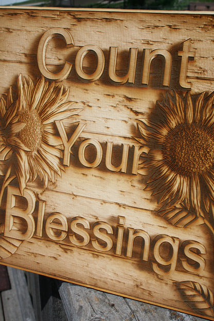 Count Your Blessings! - Laser Engraved Wall Decor / Wall Art - 23 Skidoo Laser Gifts