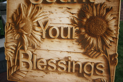 Count Your Blessings! - Laser Engraved Wall Decor / Wall Art - 23 Skidoo Laser Gifts