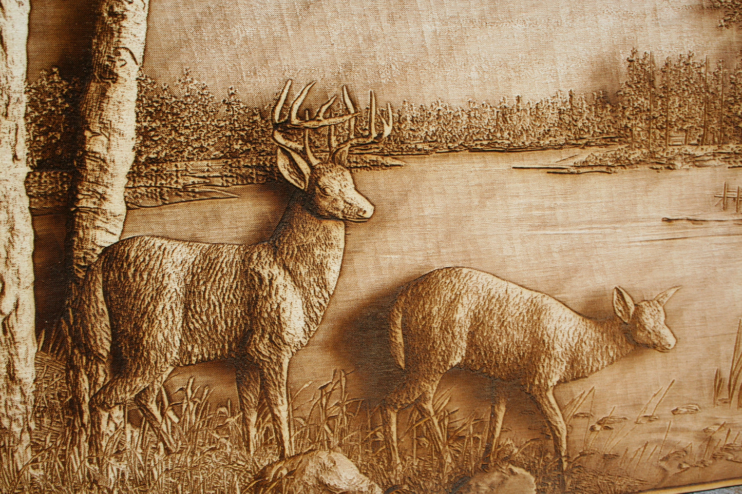 Deer and the Cabin - Laser Engraved Wall Art / Wall Decor - 23 Skidoo Laser Gifts