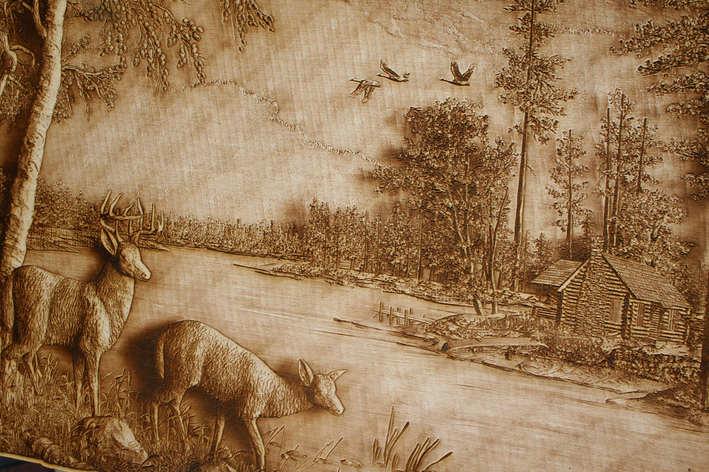 Deer and the Cabin - Laser Engraved Wall Art / Wall Decor - 23 Skidoo Laser Gifts