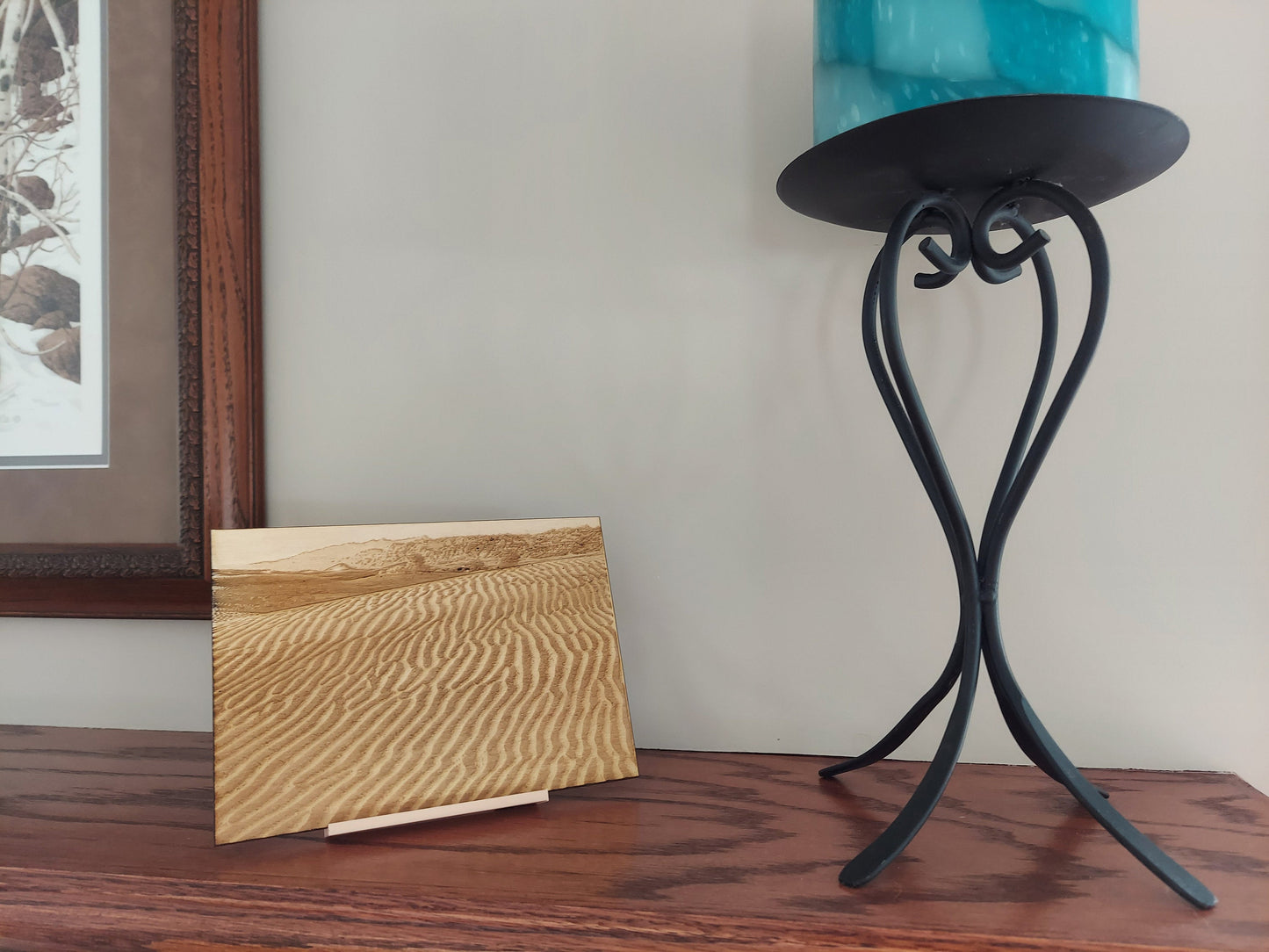 Death Valley Mesquite Sand Dunes Laser on Wood with Stand