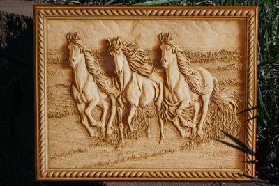 Mustangs Running Wild! Laser Engraved Wall Decor (Unique Horse Lover's Gift)