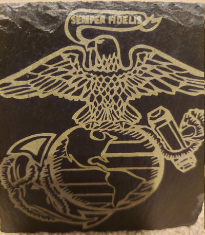 Marine Corps Semper Fidelis Slate Drink Coater (Great Marine Corp/Veteran Gift)