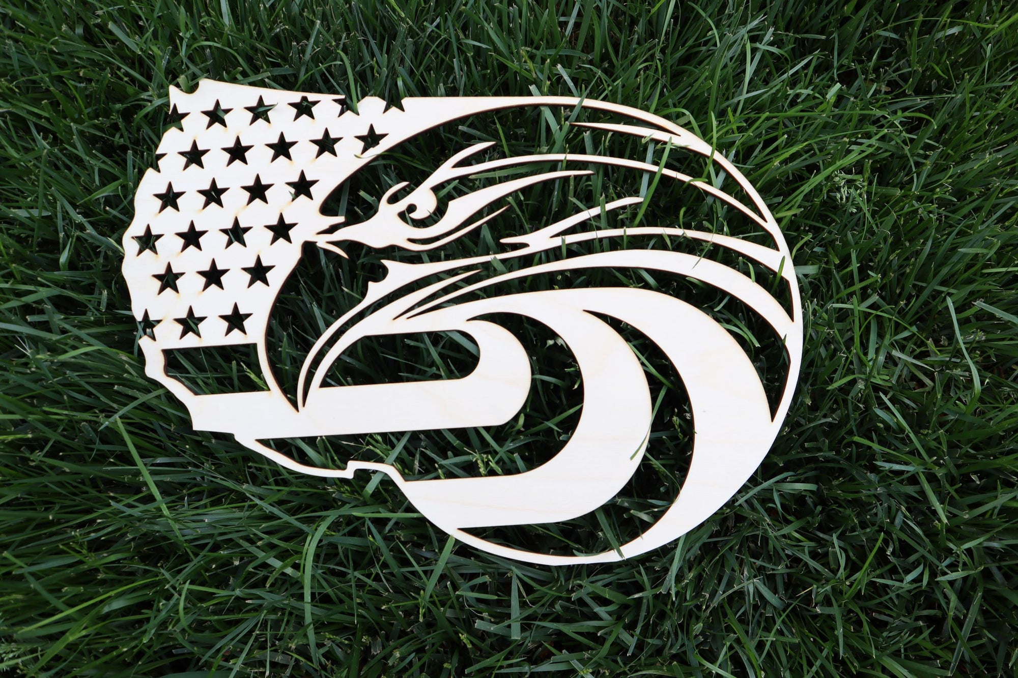 Eagle Intertwined with American Flag - Laser Engraved Wall Decor / Wall Art (4th of July Gift)