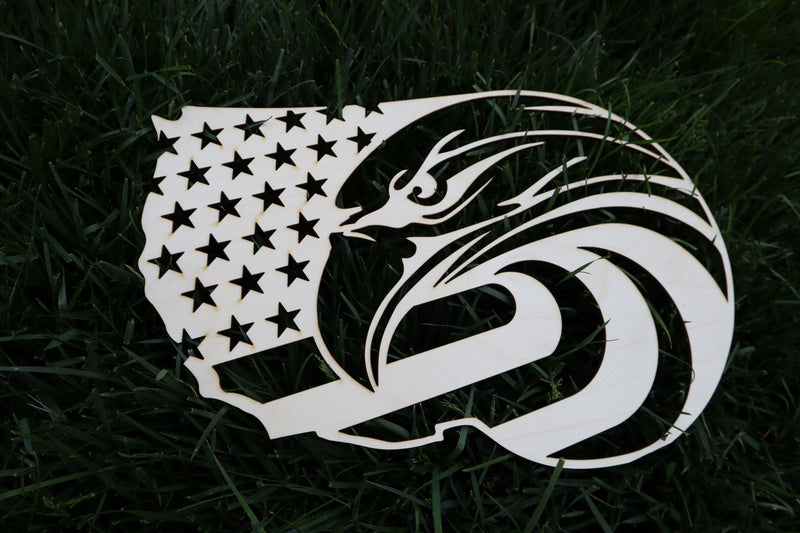 Eagle Intertwined with American Flag - Laser Engraved Wall Decor / Wall Art (4th of July Gift)
