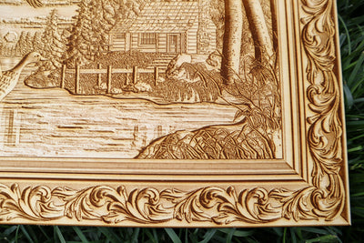 Ducks, Lake & Cabin - Laser Engraved Wall Art / Wall Decor (Great Gift for a Hunter)