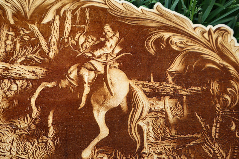 Bear Hunt on Horseback - Laser Engraved Wall Decor / Wall Art (Great Gift for a Hunter)