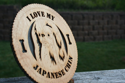 I Love My Japanese Chin Dog Plaque, Dog Sign, Dog Decor, Dog Home Decor, Dog Wall Art, Dog Desk Art, Japanese Chin Dog Gift, Mini Dog