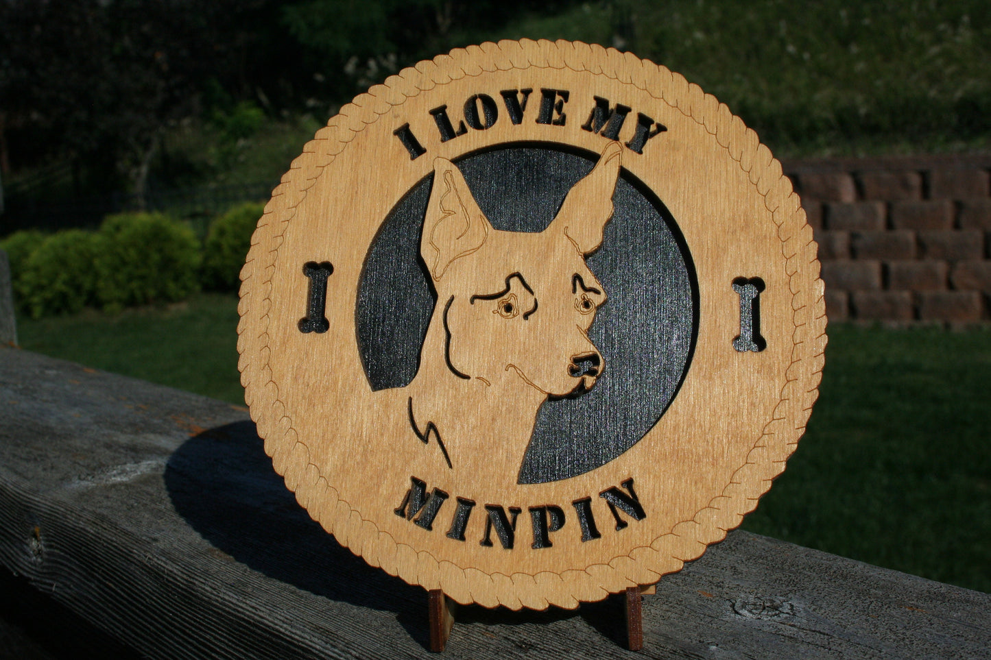 I Love My Min Pin Dog Plaque, Min Pin Gift, Min Pin Dog Sign, Min Pin Wall Art, Min Pin Home Decor, Min Pin Shelf Decoration, Min Pin Lover