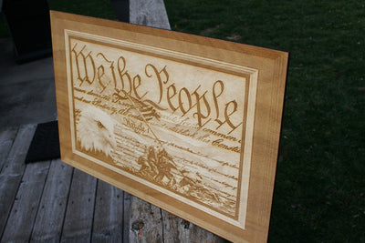 We The People with Eagle and Soldiers - Laser Wall Art - Patriotic Decor - Veteran Home Decor